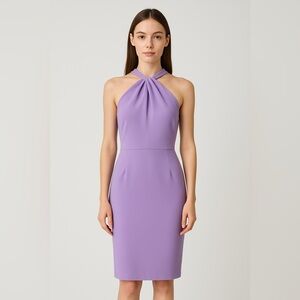 Katherine Kelly Juliet Knit Twisted Halter Neck Dress in Lilac